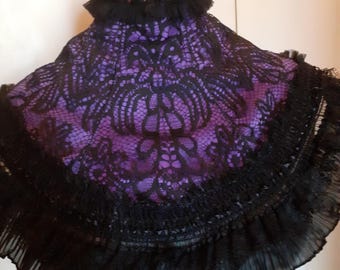 Collar, Victorian style, Gothic, steampunk, amethyst satin and black lace