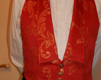 vest man bib red gold