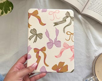 Cute Bow Kindle Case, Aesthetic Kindle Paperwhite Cover, Girly Pink & Neutral Ribbon Kindle Sleeve, Book Lover Gift, Kindle Accessories