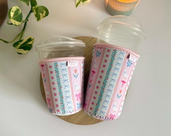 Goose & Floral Iced Coffee Sleeve | Cottage Core Reusable Cup Sleeve | Gift for Coffee Lover | Coffee Accessories