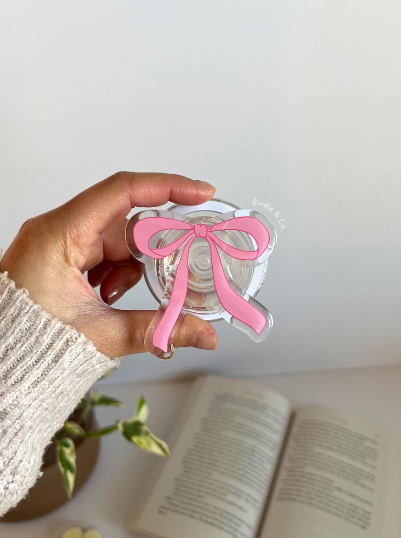 Pink Bow Magnetic Kindle Grip, MagSafe Kindle Grip, Magnetic Kindle Holder, Kindle Accessories, Bookish Gifts for her Bild 2