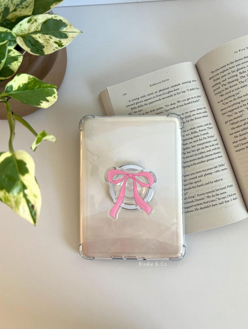 Pink Bow Magnetic Kindle Grip, MagSafe Kindle Grip, Magnetic Kindle Holder, Kindle Accessories, Bookish Gifts for her Bild 3