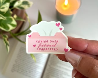 Crying Over Fictional Characters Sticker: Bookworm Kindle Reader Decal