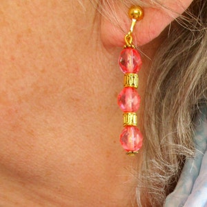 Clips boucles d'oreilles trio de rose en mélange avec du doré image 7