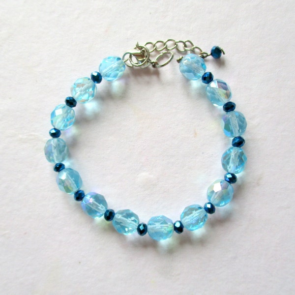 Bracelet ensemble de perles bleues turquoise et bleue marine