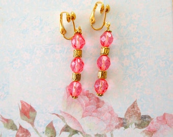 Clips boucles d'oreilles trio de rose en mélange avec du doré