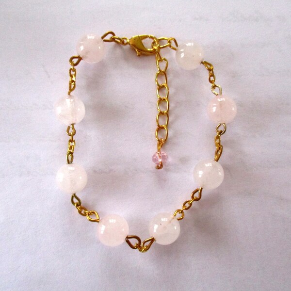 Bracelet de perles en quartz rose pâle