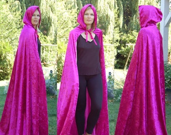 Long cape, medieval cape, elven cape, Christmas gift, velvet, pink, black, purple, petrol