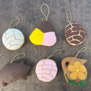 Escolha 2, enfeites de Natal, pão mexicano, pão doce, marranitos, conchas, feltro, enfeites de feltro mexicano, puerquitos, pan dulce,
