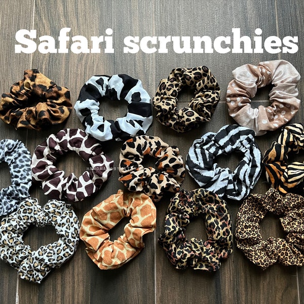 Safari scrunchie, pick 2, cheetah, zebra, leopard, giraffe, jungle, cow, Animal Kingdom