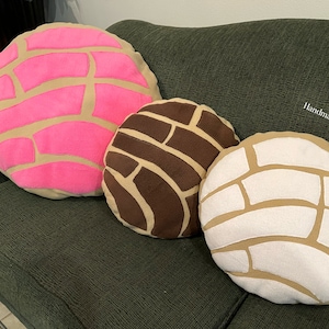 Concha kudde, pan dulce, pan dulce kudde, concha kudde, rosa fleece, mexikanskt bröd, sött bröd, presenter, rosa concha kudde