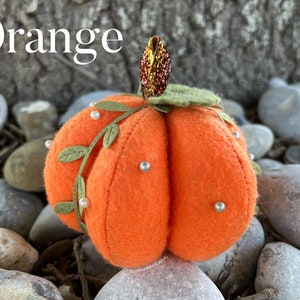 Pumpkin pin cushion, sewing pins, pin cushion, cream pumpkin, Cinderella inspired, fall, pumpkin patch image 2