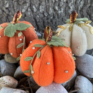 Pumpkin pin cushion, sewing pins, pin cushion, cream pumpkin, Cinderella inspired, fall, pumpkin patch image 1