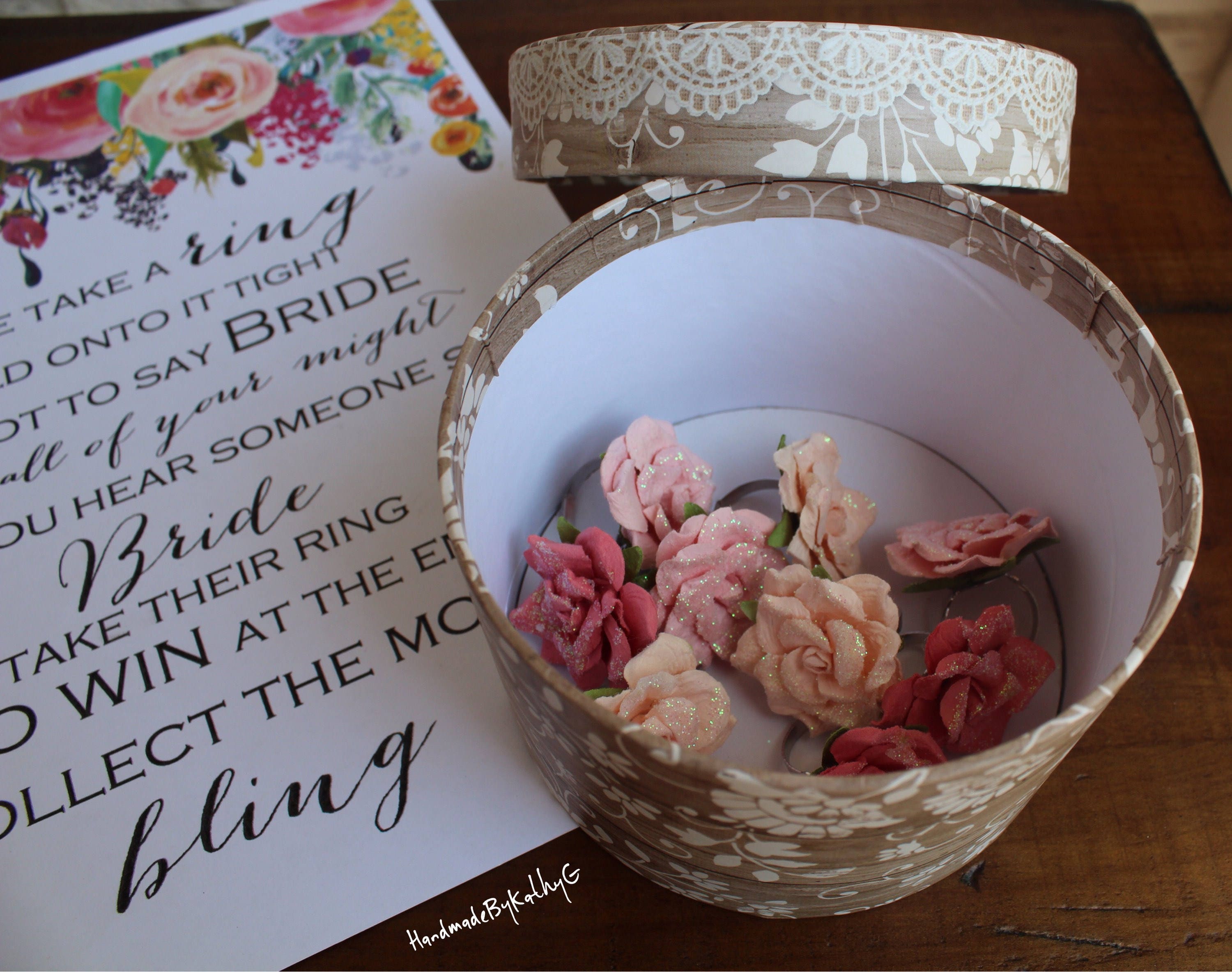 Rings for ring game Bridal Shower floral paper Ring Game Set Etsy