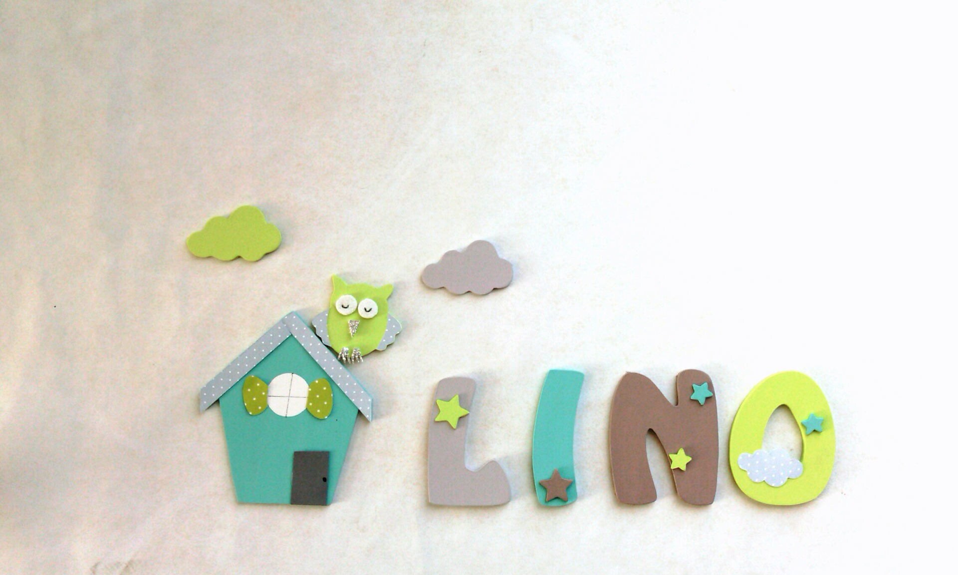 Prénom Lettres en Bois/Personnalisables à Coller/ de Décoration Chambre Enfant/ Thème Hibou