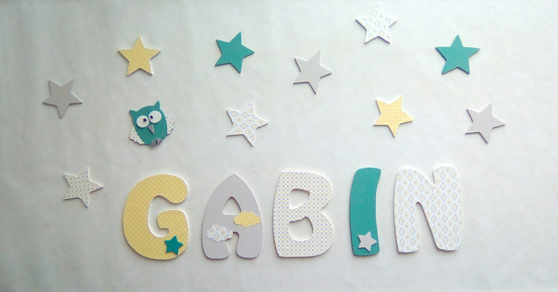 Lettre Prénom en Bois, Plaque de Porte, Lettres à Coller, Personnalisé, Thème Étoiles, Cadeau Naissa