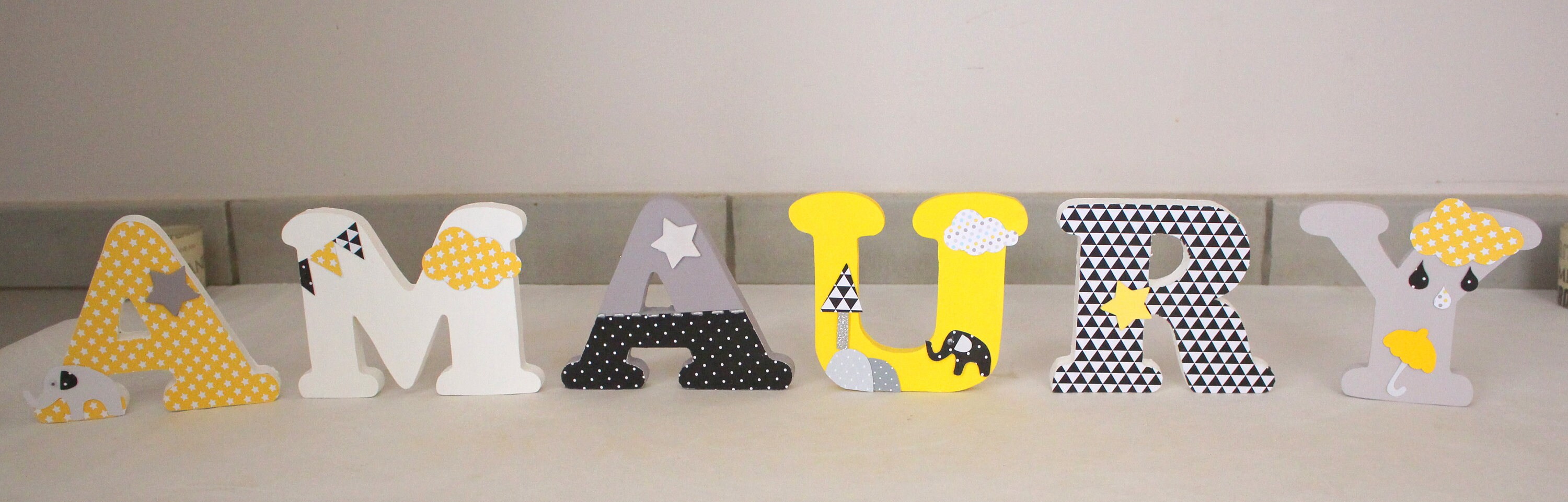 Lettres Prénom Bois à Poser/ Thème Babyfan/ Décoration Chambre Enfant/ Babyshower/ Cadeau de Naissan