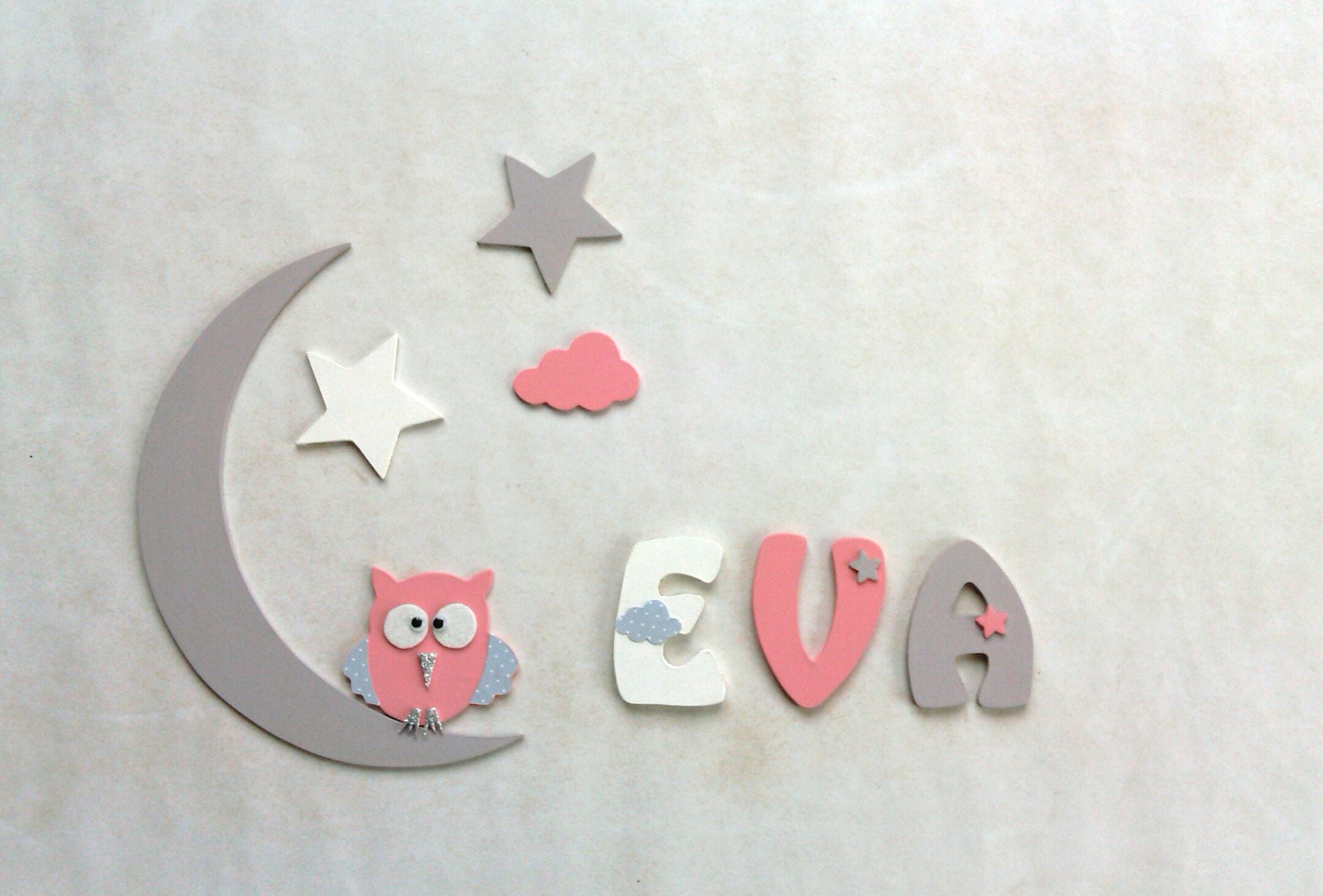 Décoration Prénom Lettres en Bois/ Plaque de Porte/ Chambre Enfant/ Thème Oiseau et Papillons/ Cadea