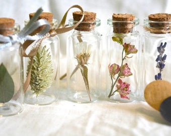 Dried flower vials, gifts invited wedding, baptism, birthday