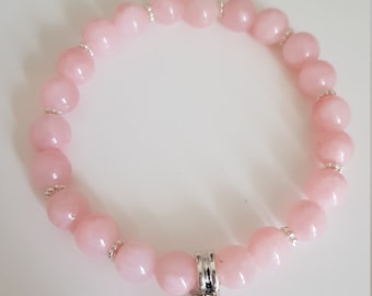 Pink Jade pearl bracelet; Star; Lithotherapy; Gems