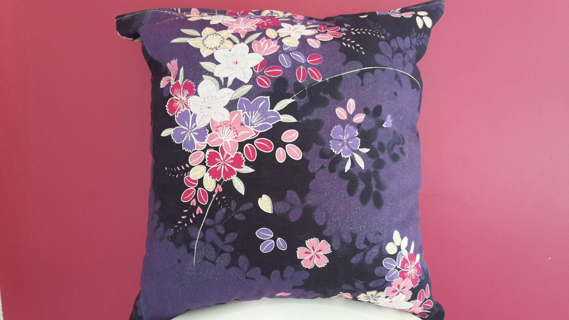 Housse de Coussin 40x40 cm; Tissu Japonais Motifs Fleuris