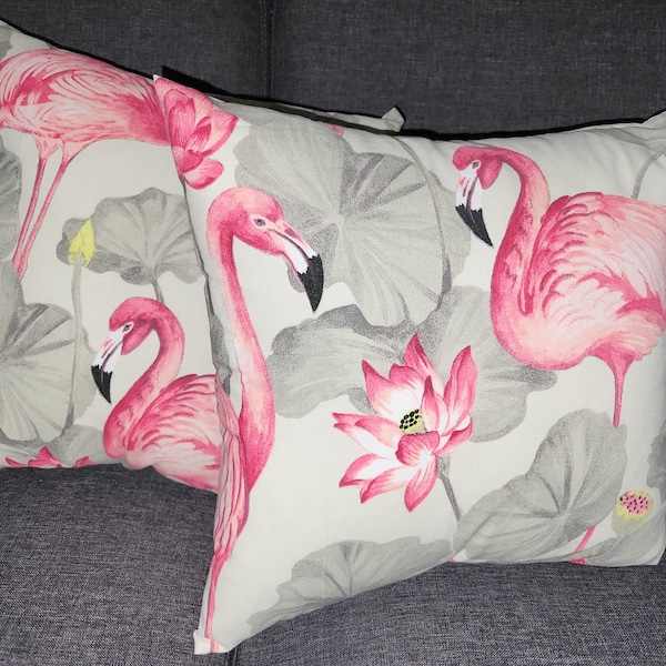 Housse de coussin flamands rose