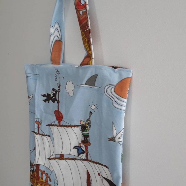 sac pour enfant pirates 25x30 cm/sac à goûter tissu/sac bandoulière