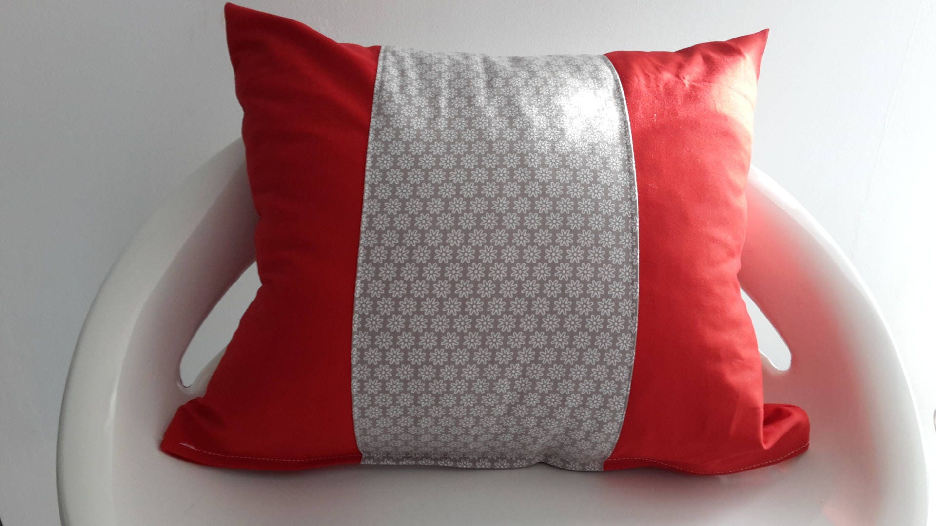 Housse de Coussin 30x35 cm Rouge et Taupe