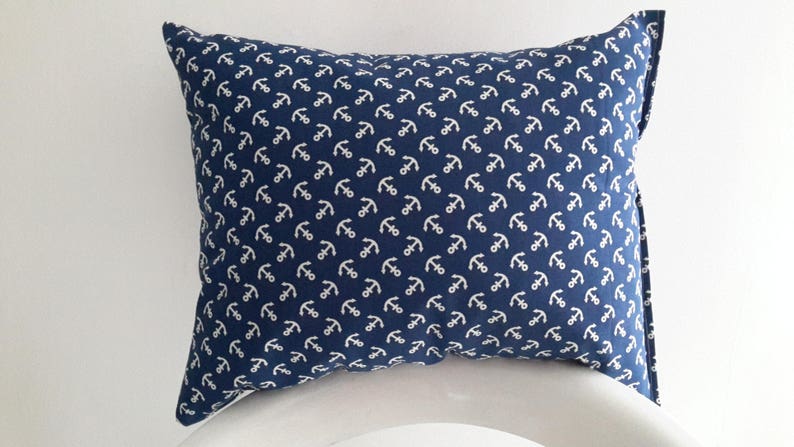 Cushion cover 45 x 35 cm. White anchors, Navy background image 1