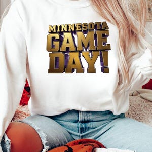 Minnesota Game Day PNG: Purple & Gold Team Spirit - Glitter Typography (Digital Download)