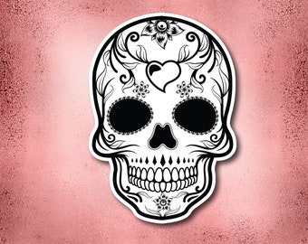 Sticker tête de mort en sucre - Stickers - Stickers ordinateur portable - Sticker Dia de los Muertos - Stickers ordinateur portable - Stickers jour des morts