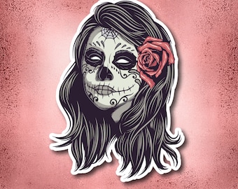 Calcomanía de calavera de azúcar - calcomanías de calcomanías - calcomanías para portátiles - calcomanía del Día de los Muertos - calcomanías para portátiles - calcomanías del Día de los Muertos