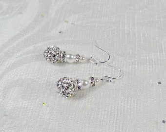 boucles de mariage perles strass blanc - Collection Romantica - Cathiana - MARIAGE - boucles mariage blanc,boucles mariée