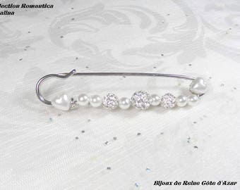 Attache traine perles- Collection  Romantica Catalina -Attache-traine blanc et boule strass, robe de mariée