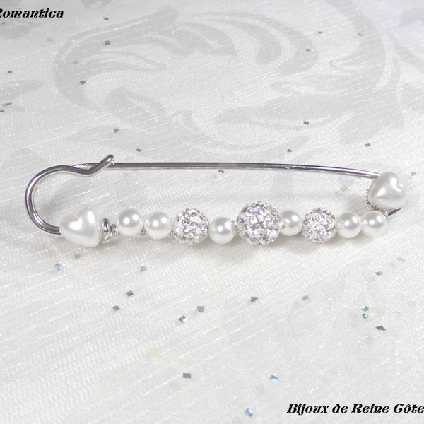 Attache traine perles- Collection  Romantica Catalina -Attache-traine blanc et boule strass, robe de mariée