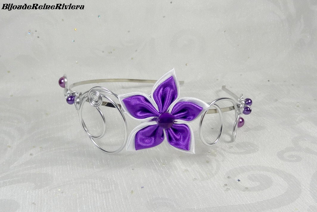 Serre-Tête Mariage Violet, Serre-Tête Aluminium, Fleur, Romantique, Accessoires Cheveux Mariage, Hea