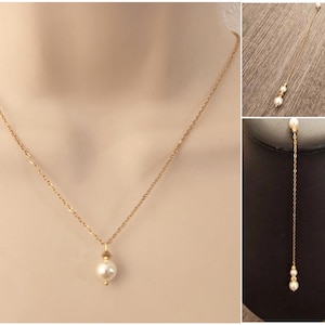 Mayline wedding necklace and back jewel, back jewel necklace, chain wedding necklace, bare back necklace, gold stainless steel bridal necklace