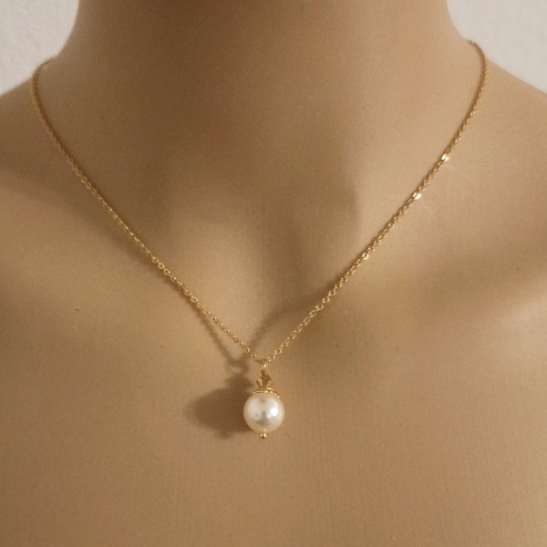 collier mariage ivoire, collier acier acier perle, Collier Nina, collier perle collier mariée simple