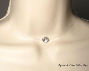 Swarovski rhinestone wedding evening necklace - nylon thread rhinestone necklace - Swarovski rhinestone necklace nylon thread rhinestone gift idea for women