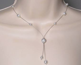 Collier mariage perles strass blanc - Collection Classica -Collier Marina - MARIAGE SOIREE