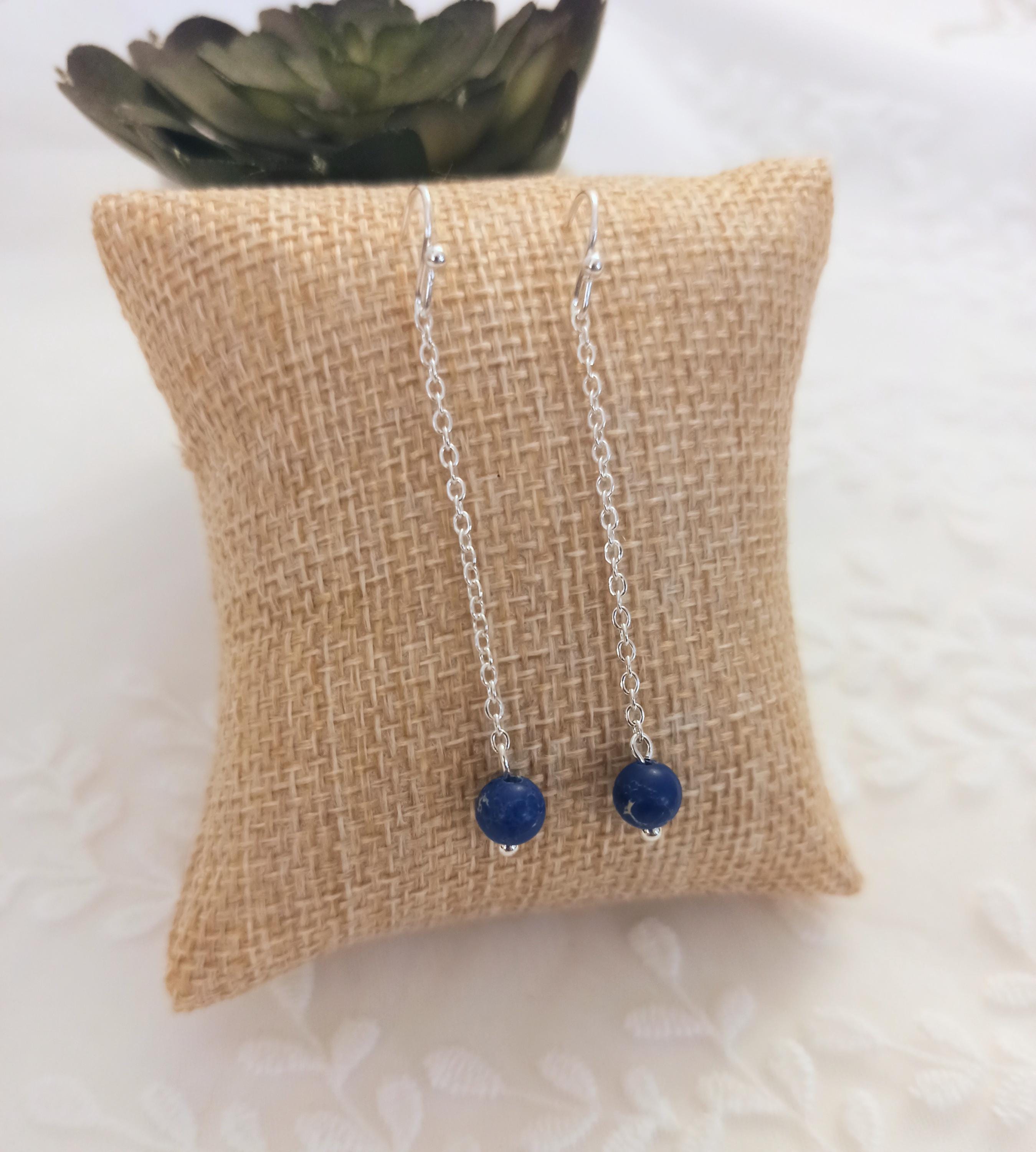 Boucles D'oreilles Argenté & Bleu Turquoise - Pendantes Pour Mariage, Soirée - Neuf Avec étiquettes