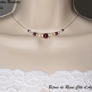 Parure mariage strass Maella parure mariage bordeaux ivoire collier mariage bordeaux ivoire et boucles Collection Romantica image 5