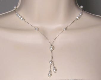 Collier mariage - Collection Classica -Collier Cristelina- MARIAGE SOIREE - collier mariée blanc, collier de mariée, collier en perles