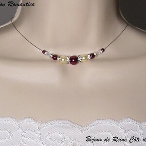 Parure mariage strass Maella parure mariage bordeaux ivoire collier mariage bordeaux ivoire et boucles Collection Romantica image 4