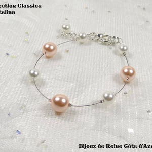 Parure mariage 3 pièces Collection Classica Collier bracelet Cristelina MARIAGE SOIREE collier mariage perles blanc rose image 3