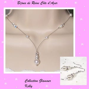 Parure mariage Swarovski Collection Glamour Collier Kelly et boucles MARIAGE CEREMONIE Bijoux mariage, parure perles, mariée, mariage image 1