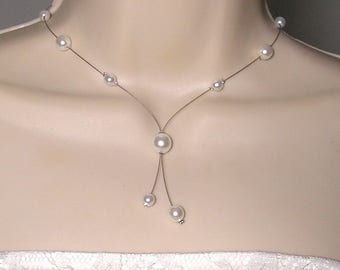 Collier mariage blanc, collier mariée perles blanches - Collection Classica -Collier Marina - MARIAGE SOIREE