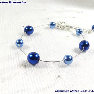 Wedding set 3 pieces pearls, dark royal blue and blue wedding set Collection Classica Marina necklace image 2