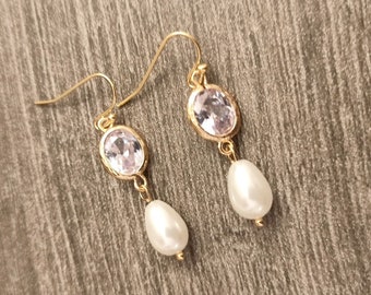 Boucles d'oreilles pendantes mariage cérémonie cadeau de mariée goutte perle