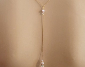 pink wedding necklace, back necklace, back jewel necklace, chain wedding necklace, Romantica Victoria Collection, bridal necklace